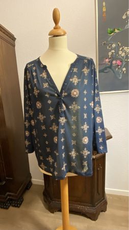 H&M Bluse Shirt blau Muster Gr. L