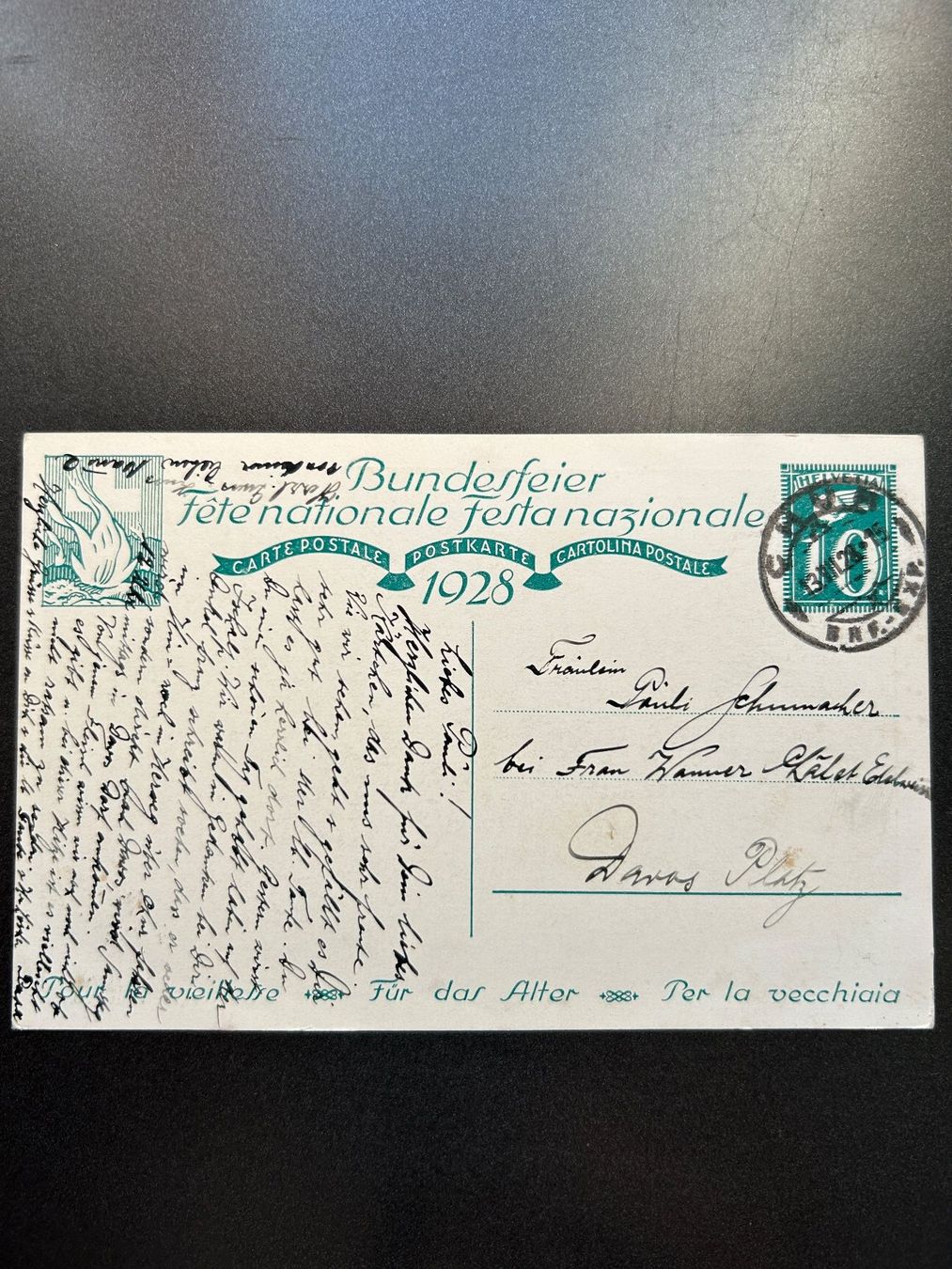 Cartes postales: Bundesfeier Postkarte 1928 – D'occasion à Untervaz par buesmig