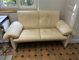 Ledersofa Creme, Beige 2-Sitzer guter Zustand