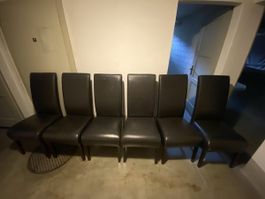 6 Esszimmerstühle Lederimitat dunkelbraun gebraucht