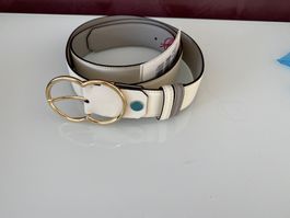 Bally Gürtel Taupe/Champagne Leder 105 cm unisex