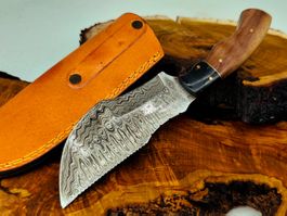 Top 1A schönes Damast Messer Knife echter Faltenstahl Sport