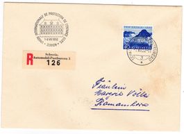 Lettre R. de Zürich cachet A585 pour Romanshorn le 1.VII.52