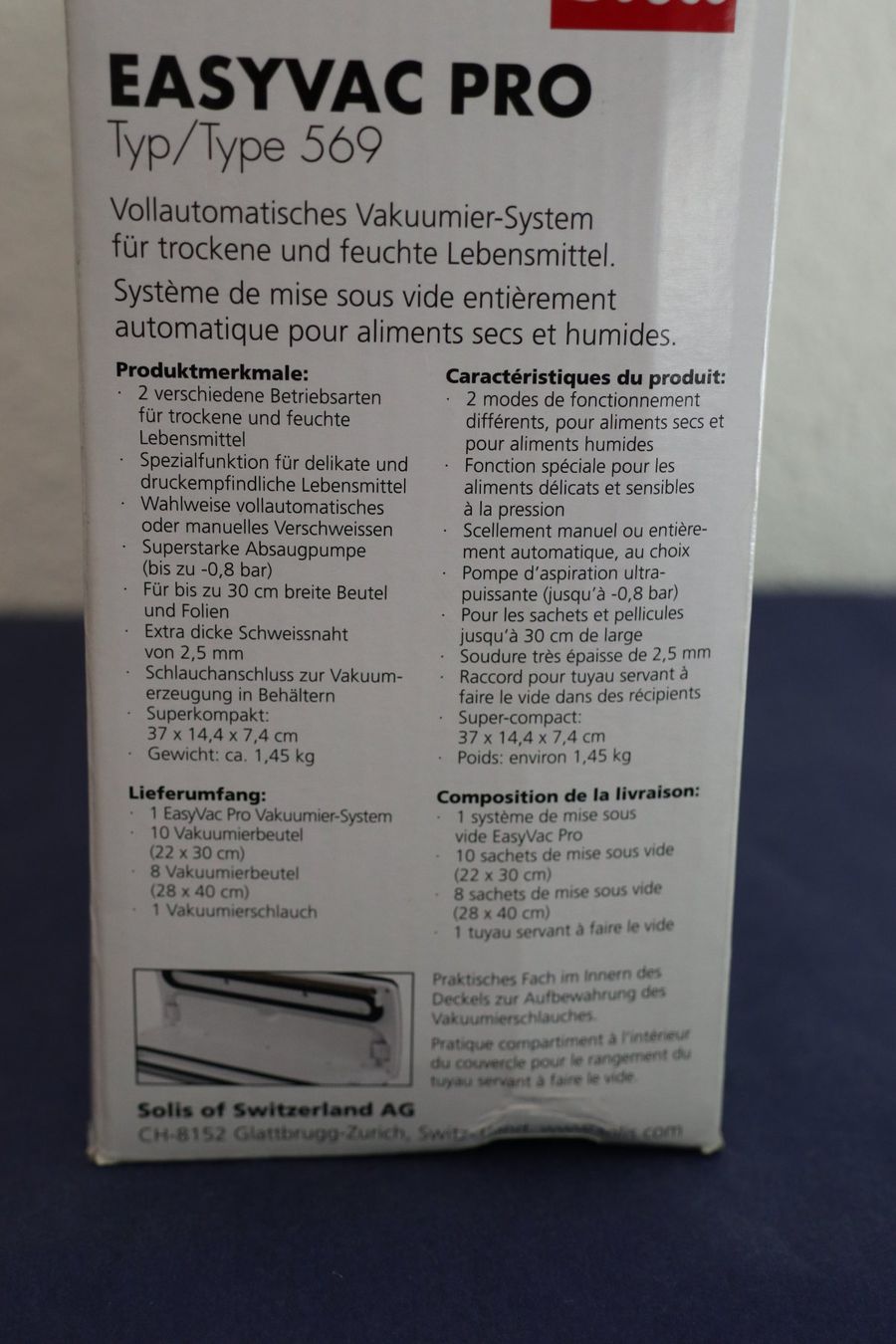 Solis Küchengeräte: Solis Easy Vac Pro Typ 569 Vakuumiergerät schwarz – Neu und originalverpackt aus Liestal von FuV01 2