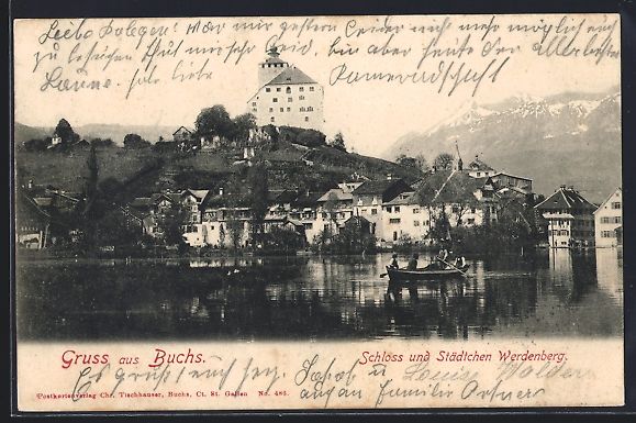 Cartoline postali: AK Werdenberg, Ortsansicht und Schloss – Usato da Berlin venduto da bartko-reher