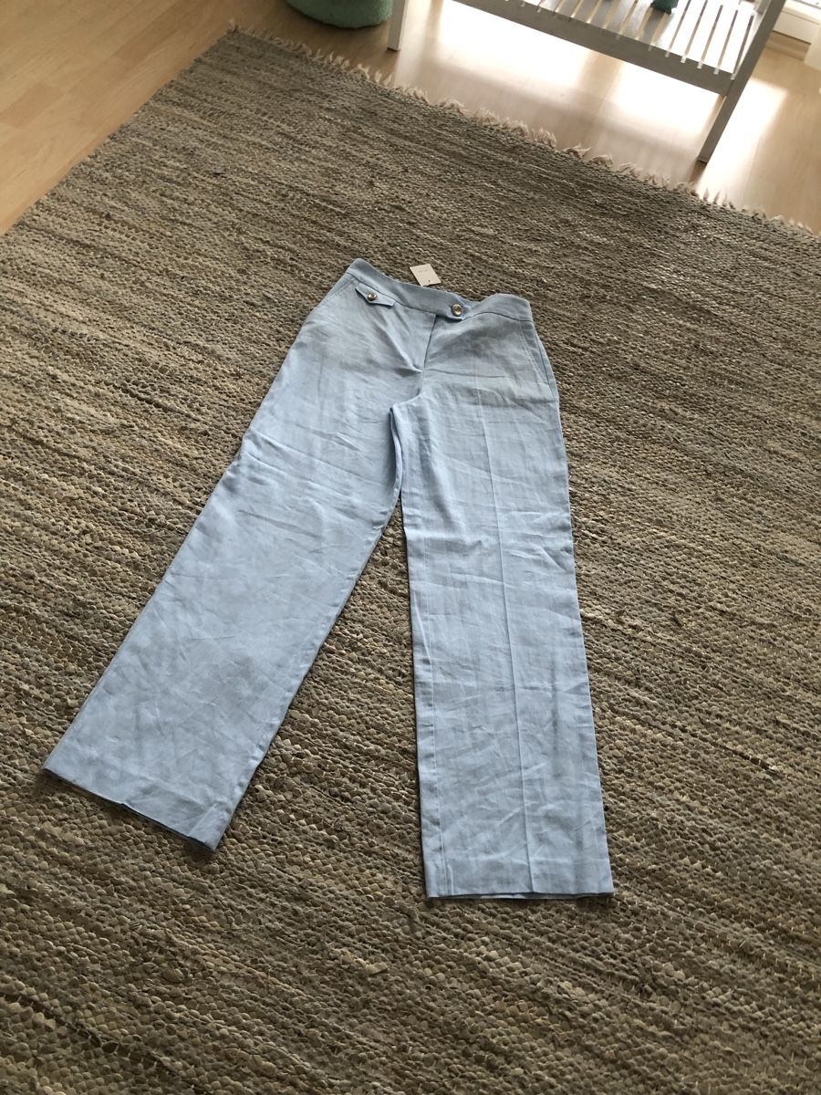Zara Pantaloni: Zara Leinen Hose. Gr. S. Neu. Hellblau – Nuovo e nell'imballaggio originale da Dübendorf venduto da mar_s66c 1