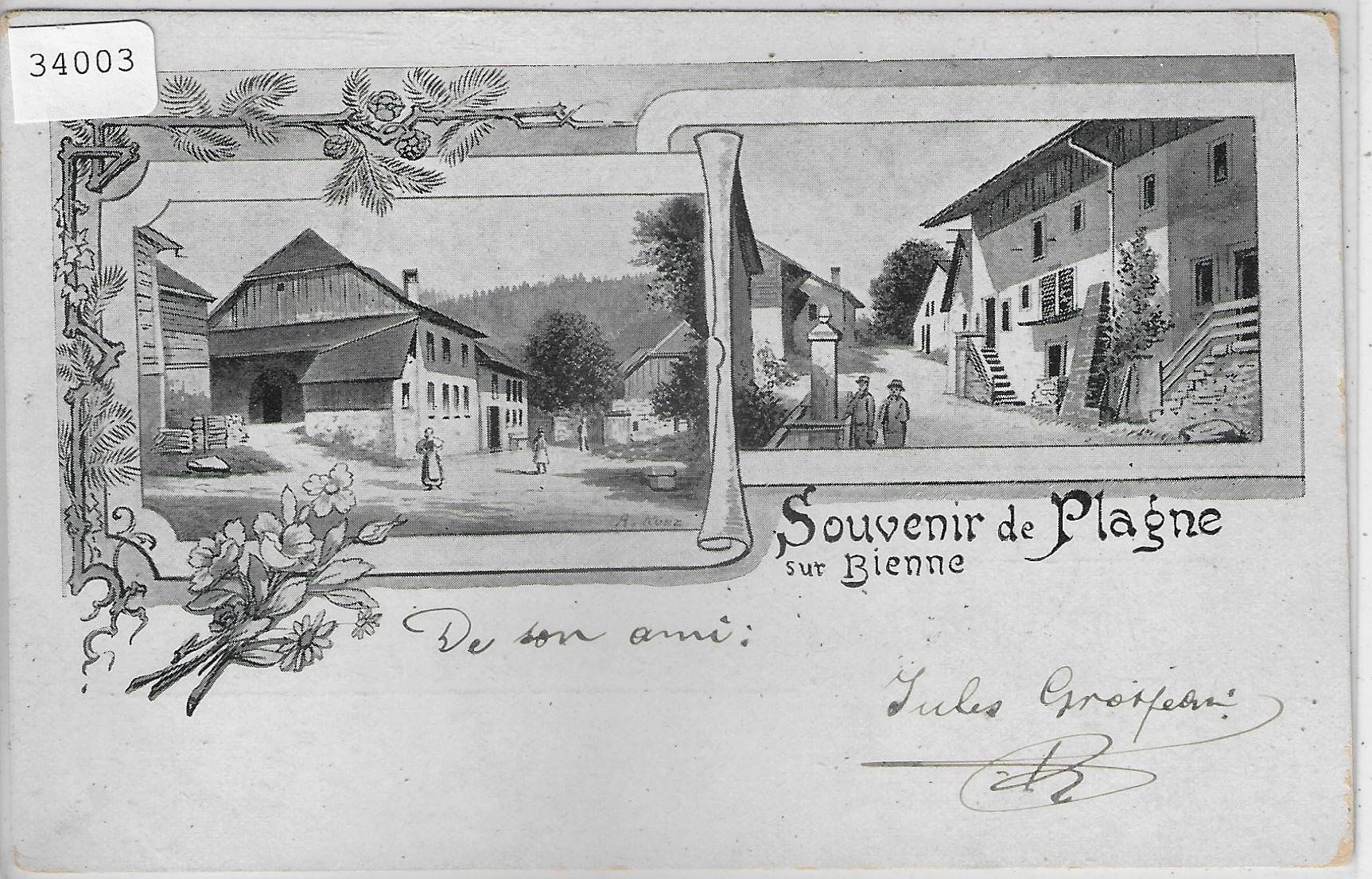 Cartoline postali: Souvenir de Plagne sur Bienne – Usato da Ettingen venduto da Kartenplanet