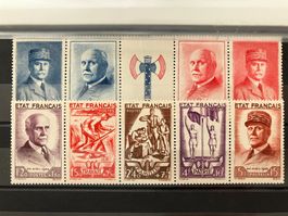 1943, Mi 581-84, 589+93, **,  2 5er Streifen, KP 100.--