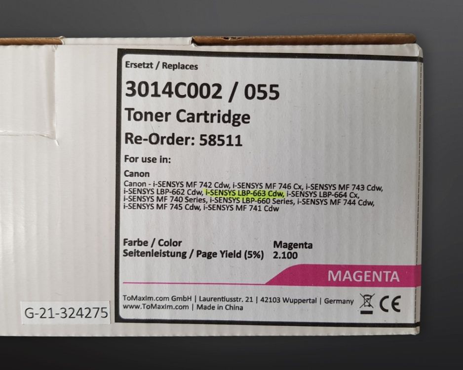 CANON Druckerpatronen-Set i-SENSYS LBP-663 Cdw | Kaufen auf Ricardo