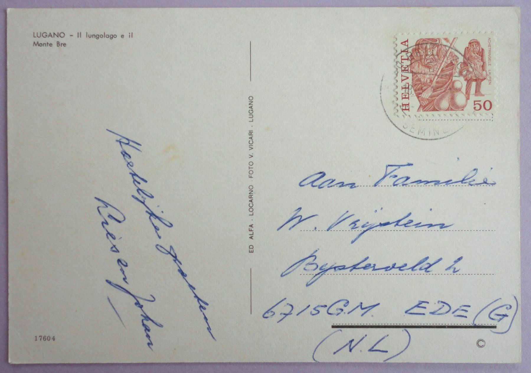 Cartoline postali: Lugano - Il lungolago e il Monte Brè – Usato da Fétigny venduto da Billy2miny 1