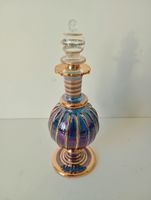 Ägyptischer Parfümflakon, Glas, mundgeblasen, 12 cm Vintage