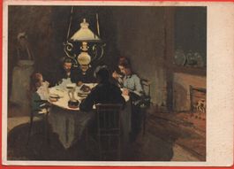 KÜNSTLER-AK Claude Monet: Abendessen bei Sisley, Col. Bührle