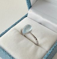 Zarter Aquamarin Silber 925 Ring - Neu