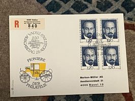 1 Erstagsbrief LI Einschreiben Viererblock 1969