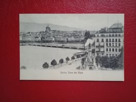 antike AK Werbung Geneve Hotel Nouvelle Poste Place Alpes
