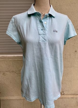Superbe polo vintage washed LACOSTE turquoise délavé t.42