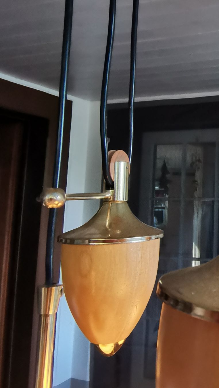 Lampadari & plafoniere: Holz-Messing Hängelampe, höhenverstellbar – Usato da Bottighofen venduto da andax 2