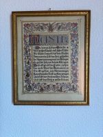 Antikes Bild Handmalerei; "Musik" Text & Verzierungen