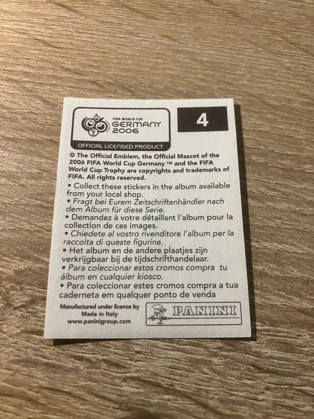 Panini Sammelbilder & Trading cards: Panini WM 2006 Bild Nr. 4 selten – Neu (gemäss Beschreibung) aus Chur von tozzi-stickerworld 1