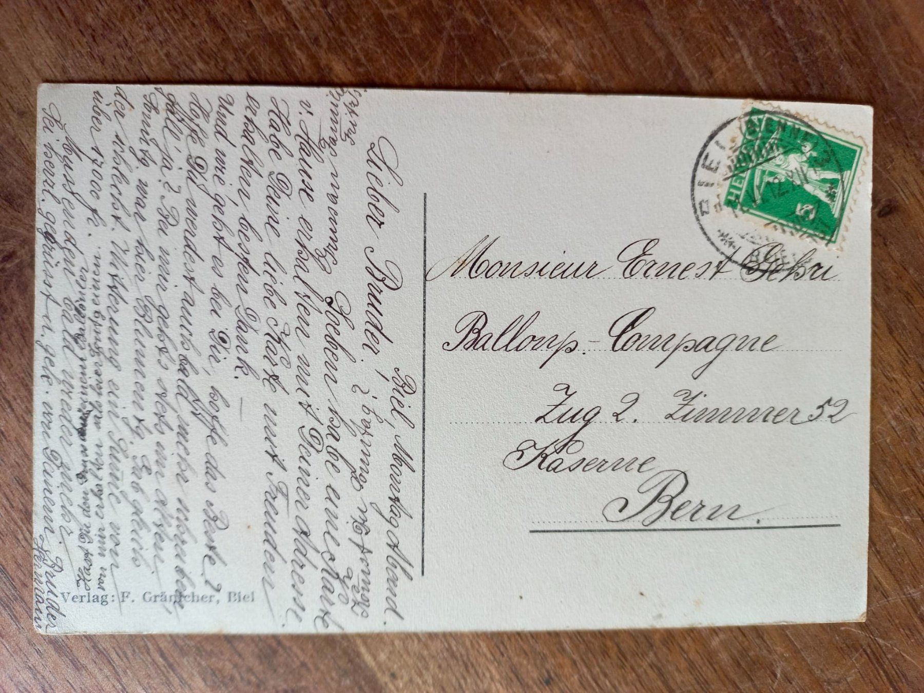 Cartoline postali: AK Biel 1912 – Usato da Burgdorf venduto da glasrabe01 1