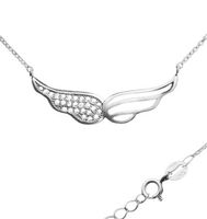 Collier 45 + 5cm Flügel Silber 925 mit Zirkonias