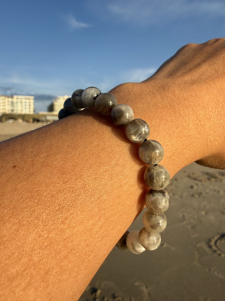 Armbänder & -reifen: Grau Mondstein Stretch Armband -6mm Perlen – Neu (gemäss Beschreibung) aus Jegenstorf von SteinGlanz 7