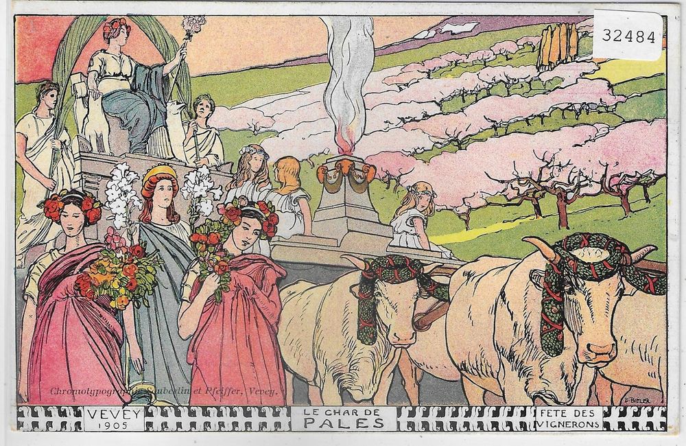 Vevey Fete des Vignerons 1905 Le Chair de Pales Litho Kaufen