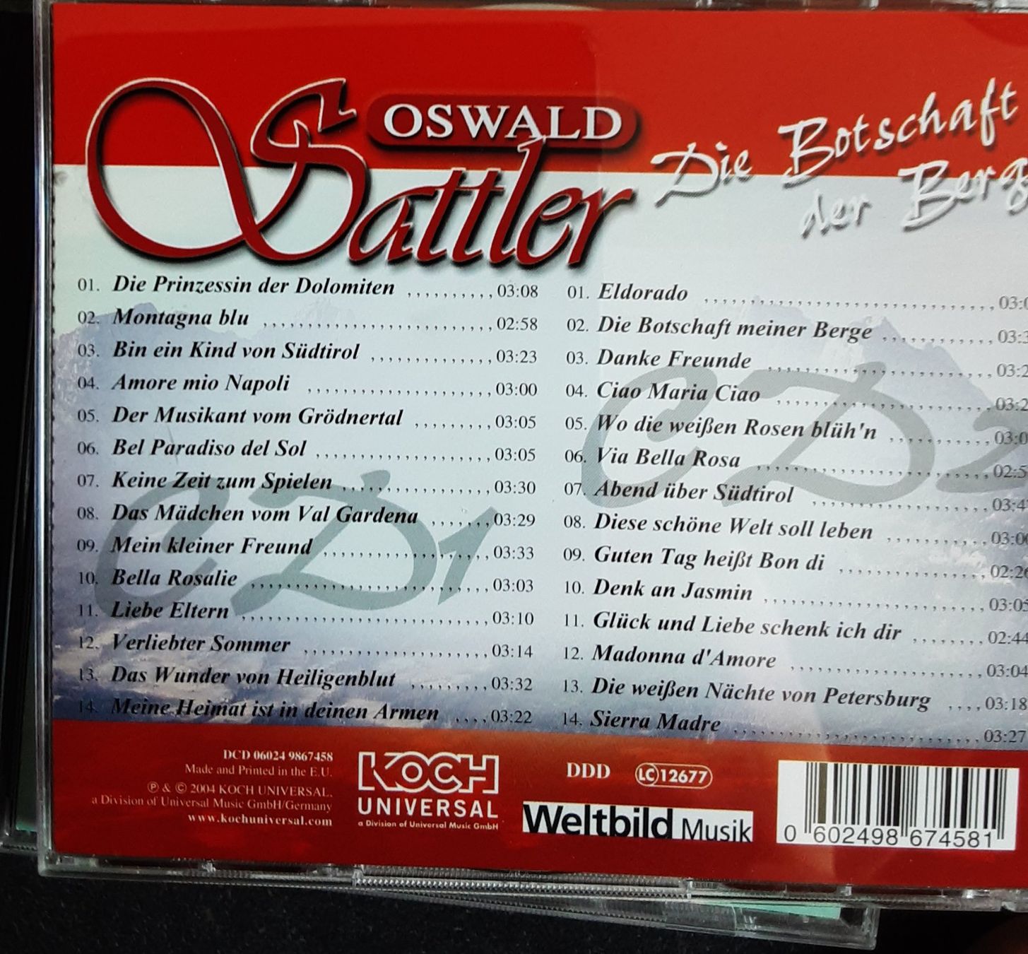 CD: Oswald Sattler - Die Botschaft der Berge Doppel-CD Top/dj – Usato da Bremgarten AG venduto da musiccollector 1