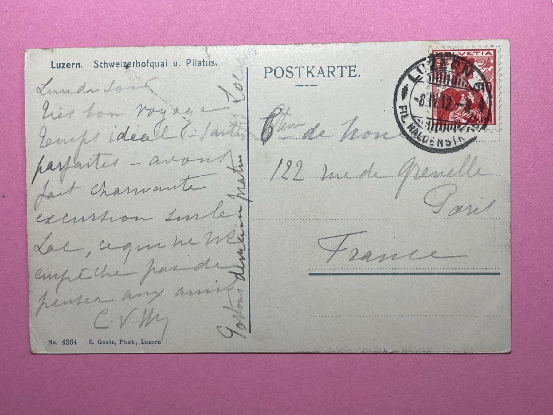 Cartoline postali: Luzern - Schweizerhofquai - 1912 – Usato da Steg VS venduto da danwer74 1