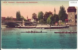 Konstanz - Rheinbrücke und Rheintorturm - Neptun - Ruderer