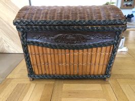 Coffre à Linge ou à jouets Vintage en Osier,