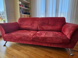 Rotes Sofa/Couch, 2-3 Plätzer,