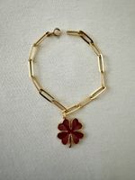 Vergoldetes Armband mit vierblättrigem Kleeblatt Anhänger