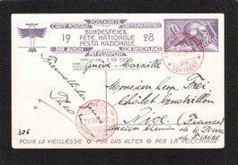 FDC Bundesfeierkarte 1928,Nr.47 ll, Zürich - Genf(Marseille)