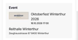 Oktoberfest Winterthur Tickets 16.10.2026 - 6er Tisch #02 B