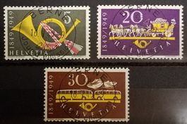 4264) 291-293, 100 Jahre Post ET Vollstempel fra. Kt. 110.-