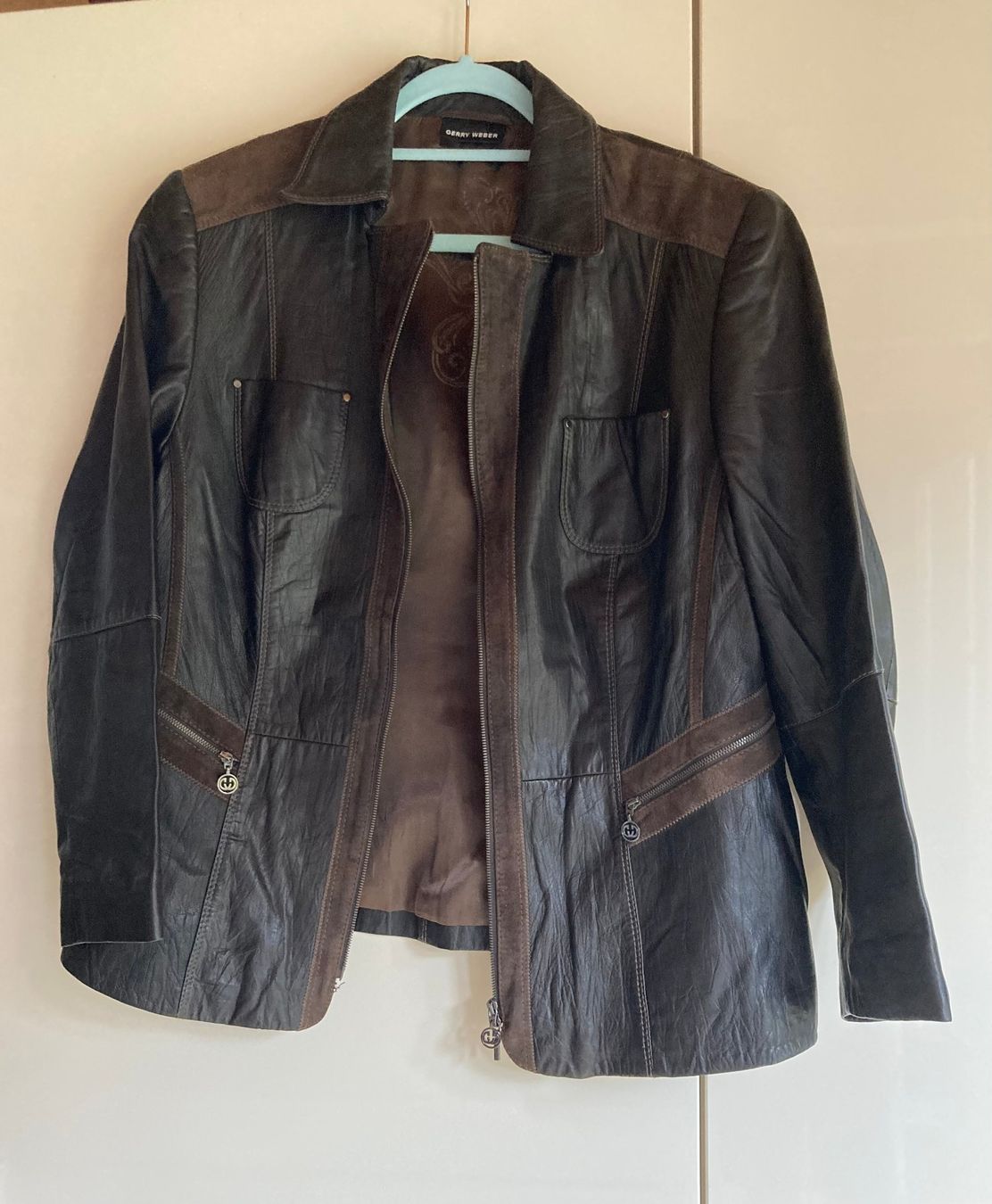 Gerry Weber Giacche: GERRY WEBER Lederjacke Grösse 46 dunkelbraun – Usato da Dörflingen venduto da rudis-55 1