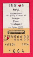 SBB KARTON BILLETT, FRUTIGEN-DÄRLINGEN, RETOUR, 2.KL.EINHEIM