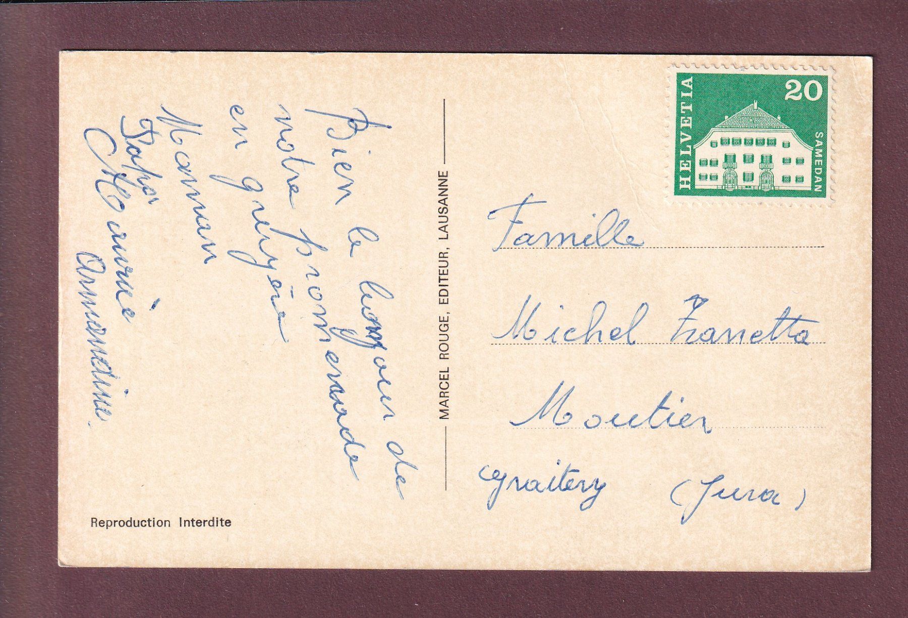Cartoline postali: BOURGUILLON - 3 images – Usato da Pully venduto da nicecards 1