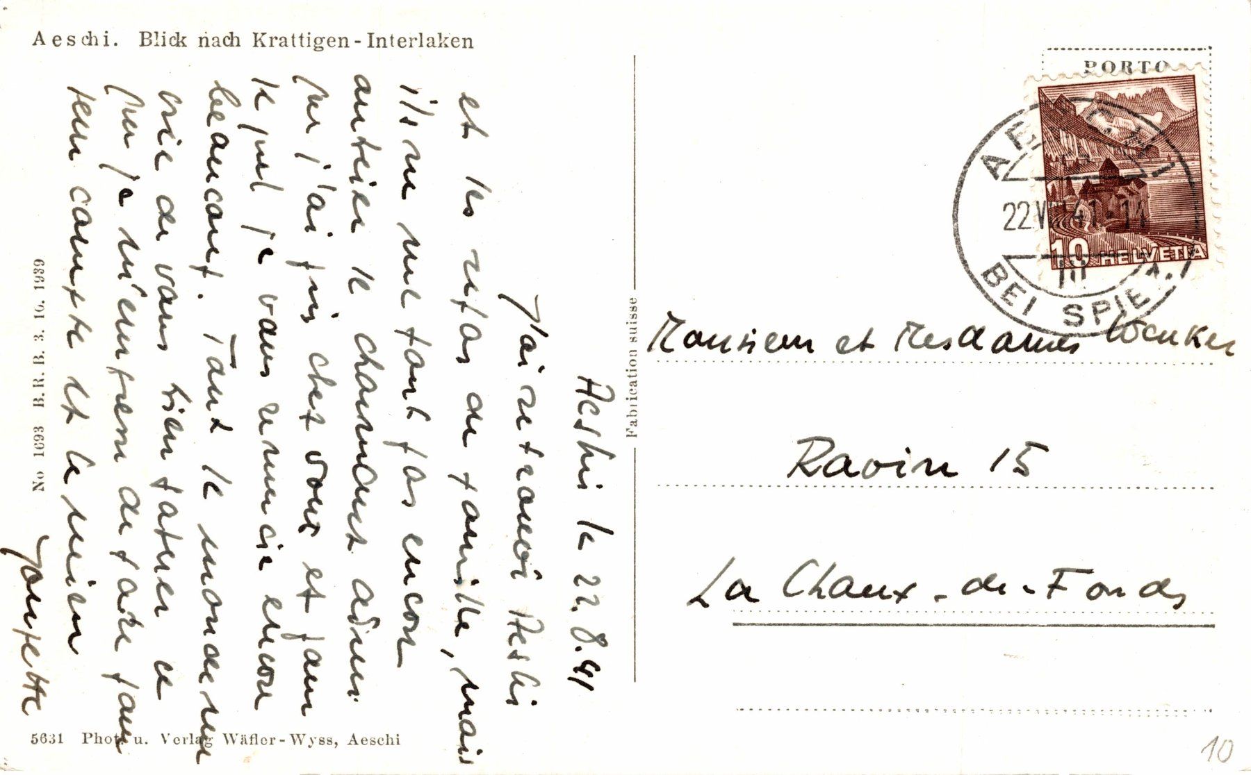 Cartoline postali: Aeschi. Blick nach Krattigen - Interlaken – Usato da Bronschhofen venduto da Astore 1