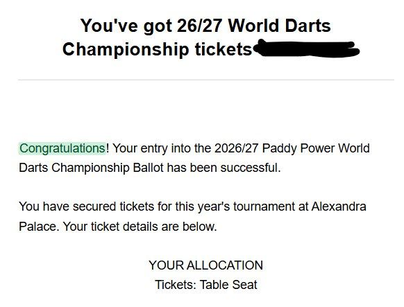Freccette: 2x PDC Darts WM Tickets Table – Nuovo e nell'imballaggio originale da Liestal venduto da Manowarrior 1