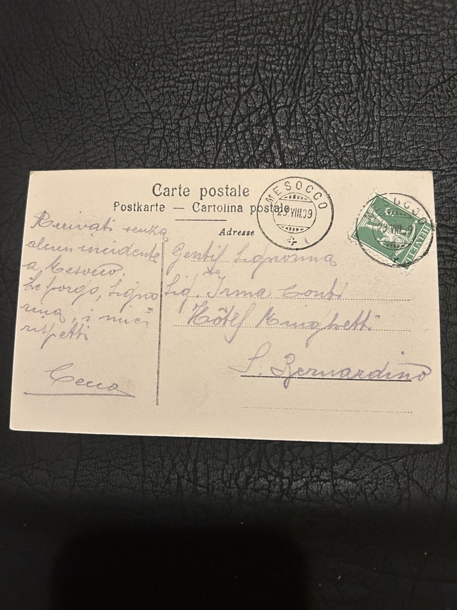 Cartoline postali: Mesocco Castello 1909 – Usato da Breganzona venduto da Milesbo 1