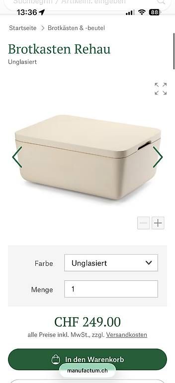 Behälter & Ähnliches: Brotkasten Rehau, unglasiert – Neu (gemäss Beschreibung) aus Zürich von mar_22hb