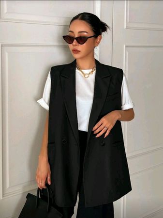 Tailored Oversized-Weste - XS - Black 7️⃣