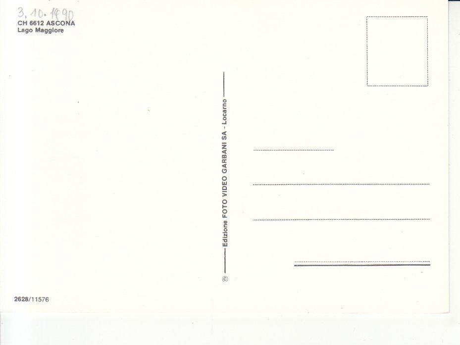 Cartoline postali: Ascona 1990 – Usato da Bürglen TG venduto da StampGraf 1