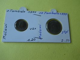 Malawi 1971-95,   2  alte Münzen