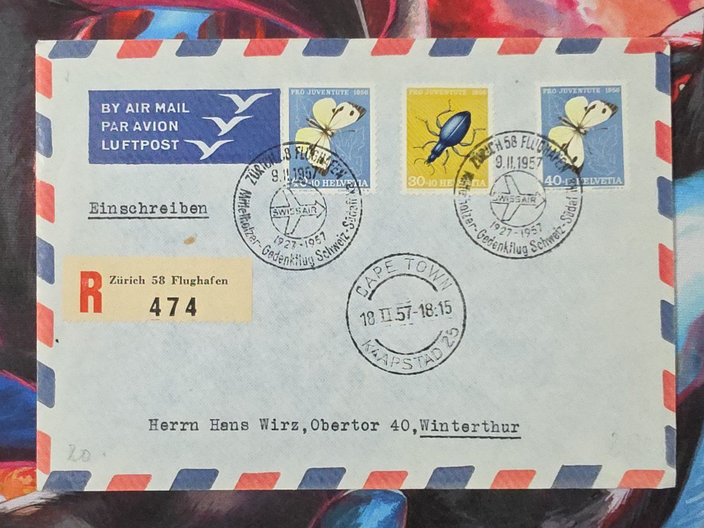 Tutti i francobolli: CL33 Enveloppe + Timbre Suisse 1957 – Usato da Cousset venduto da Patrick_Collections