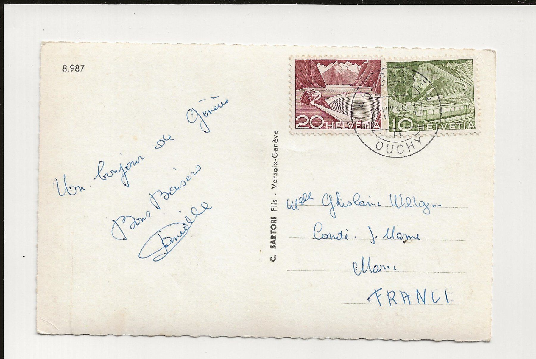 Cartoline postali: AK 1959 Souvenir de Geneve – Usato da Greifensee venduto da 315WDO 1