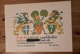 E. EhrenGesellschaft zum Greifen Aufnahme Litho 1974