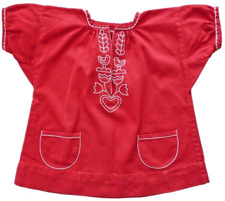 Kitteli rot 2-3 Jahre handbestickt Original VINTAGE 1950s